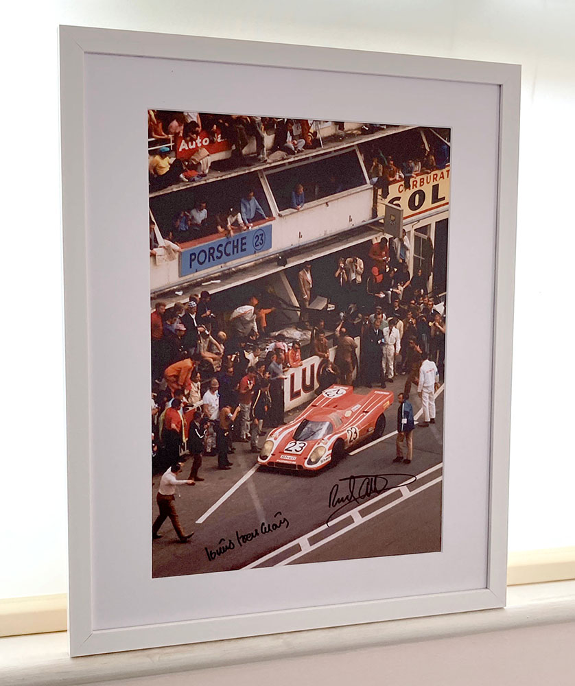 thumbnail image 2 of 1970 Lemans Poster – Porsche 917, Hans Herrmann & Richard Attwood, SCCA Racing Winner, 12x16 2 of 2